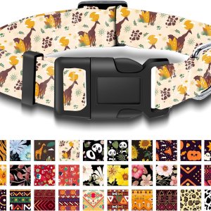 Collar de perro con patrón de jirafa beige, bonito collar transpirable para cachorros para niños y niñas con hebilla de seguridad, collar suave Collar de perro con patrón de jirafa beige, bonito collar transpirable para cachorros para niños y niñas con hebilla de seguridad, collar suave