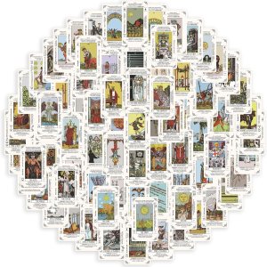 Mini calcomanías de tarot, 176 unidades, bricolaje, 2 juegos de cartas de tarot para principiantes con significados en ellos, calcomanías de vinilo Mini calcomanías de tarot, 176 unidades, bricolaje, 2 juegos de cartas de tarot para principiantes con significados en ellos, calcomanías de vinilo