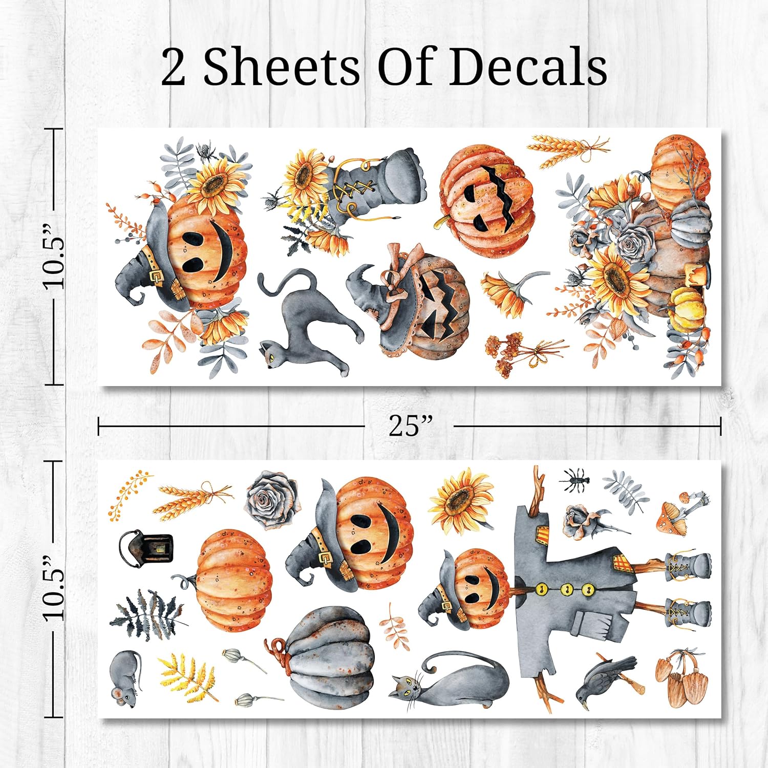 Decalcomania – Calcomanías de pared para Halloween, juego de 31 calcomanías de decoración de calabazas de otoño para sala de estar, dormitorio,