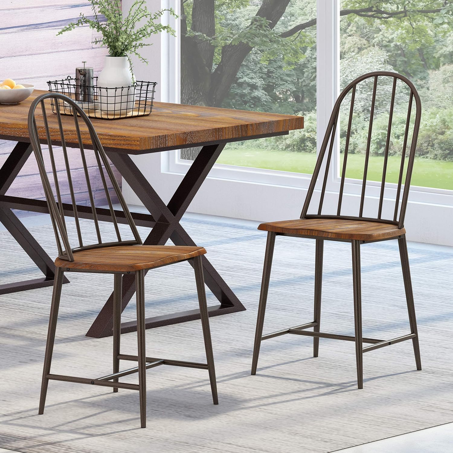 Christopher Knight Home Juego de sillas de comedor Gessling, marrón oscuro + negro + espresso