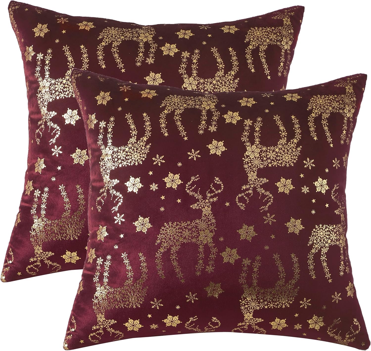 Tosleo Juego de 2 fundas de almohada de Navidad de 12 x 20 pulgadas  12.0 x 20.0 in., color rojo vino, ciervo, terciopelo, decoración de fiesta de