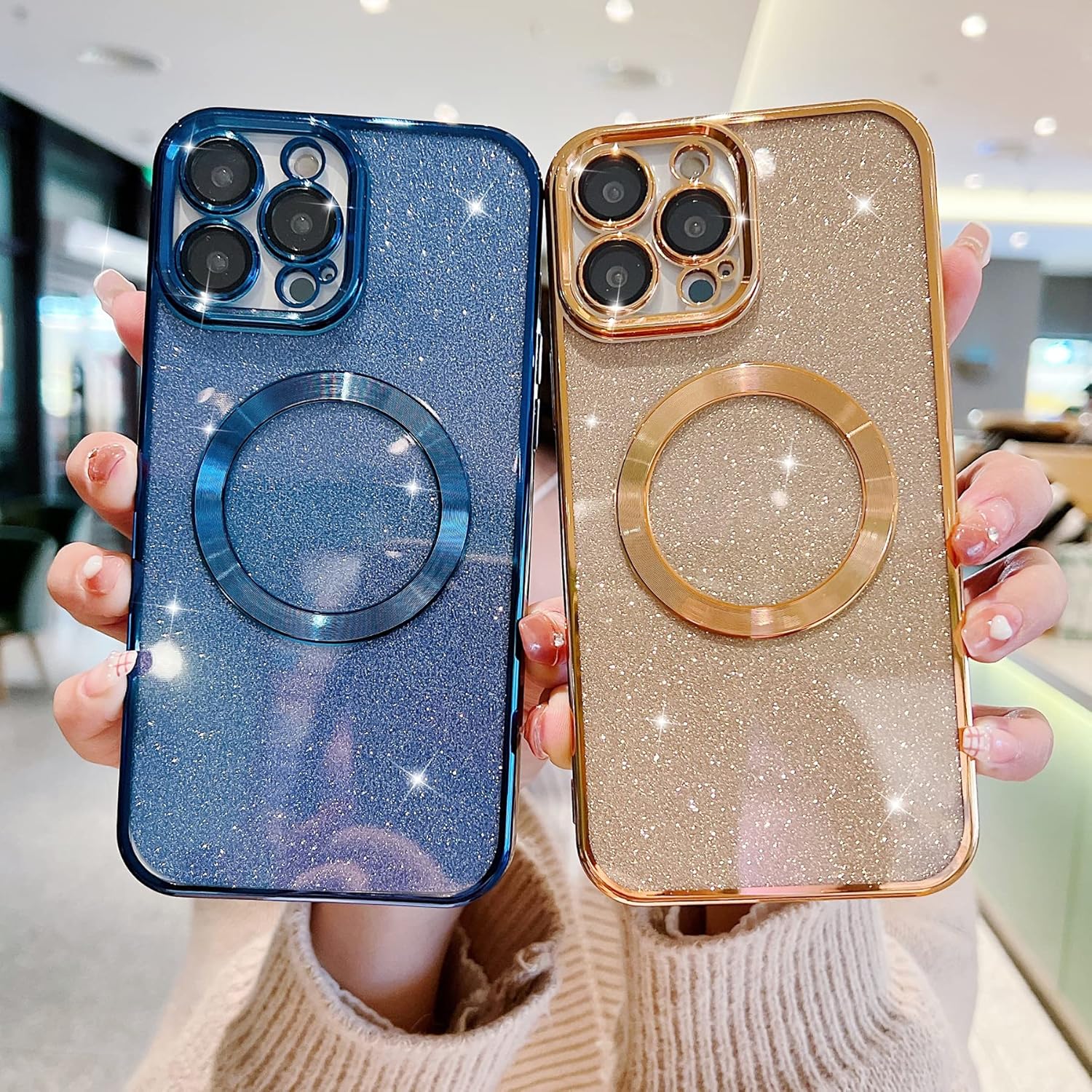Eiyikof Funda magnética compatible con iPhone 13 Pro de 6.1 pulgadas compatible con MagSafe con protector de lente de cámara, bonita funda