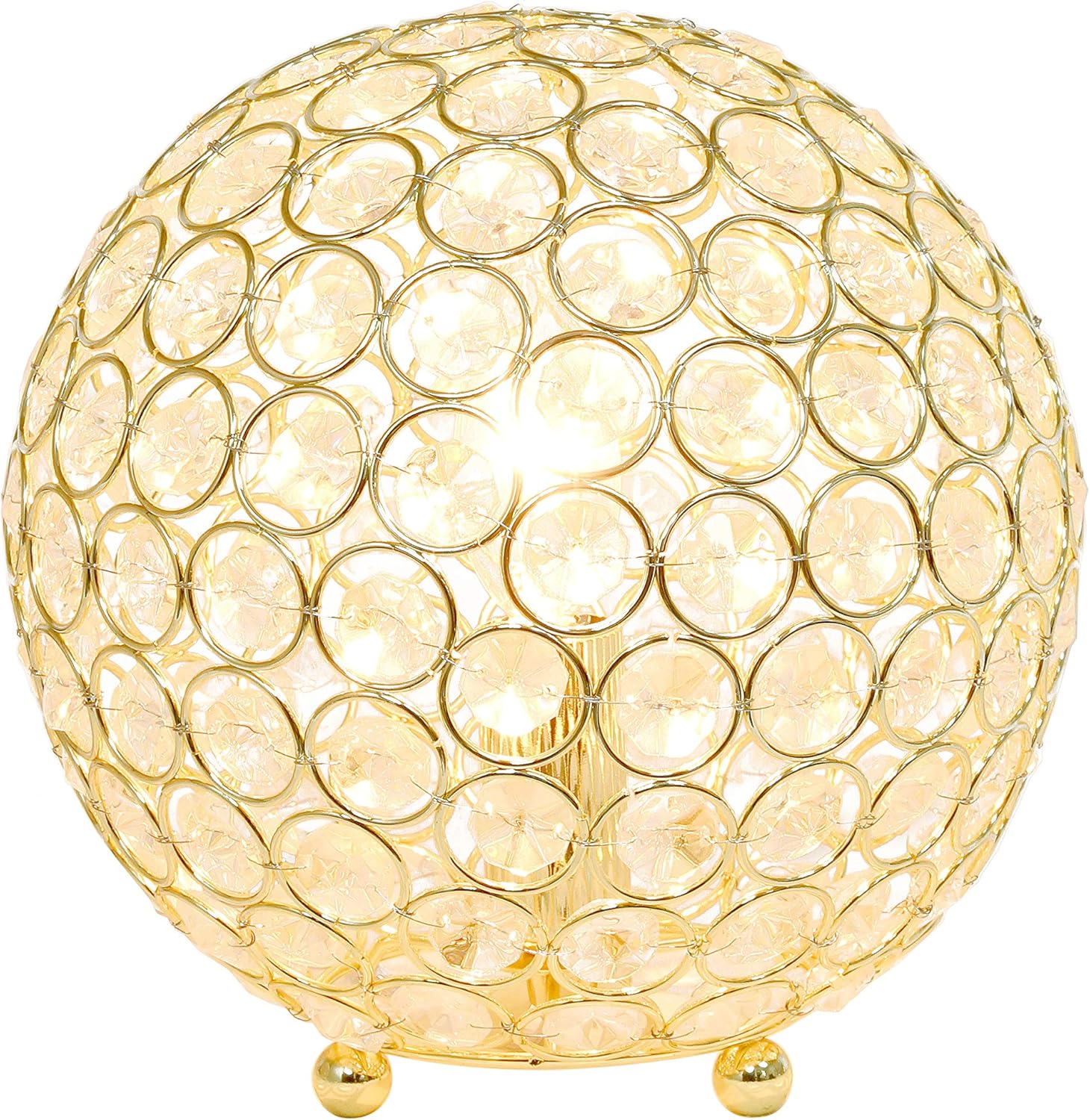 Diseños elipse elegantes, lámpara de mesa de lentejuelas de cristal, de 20 cm (8 pulgadas).