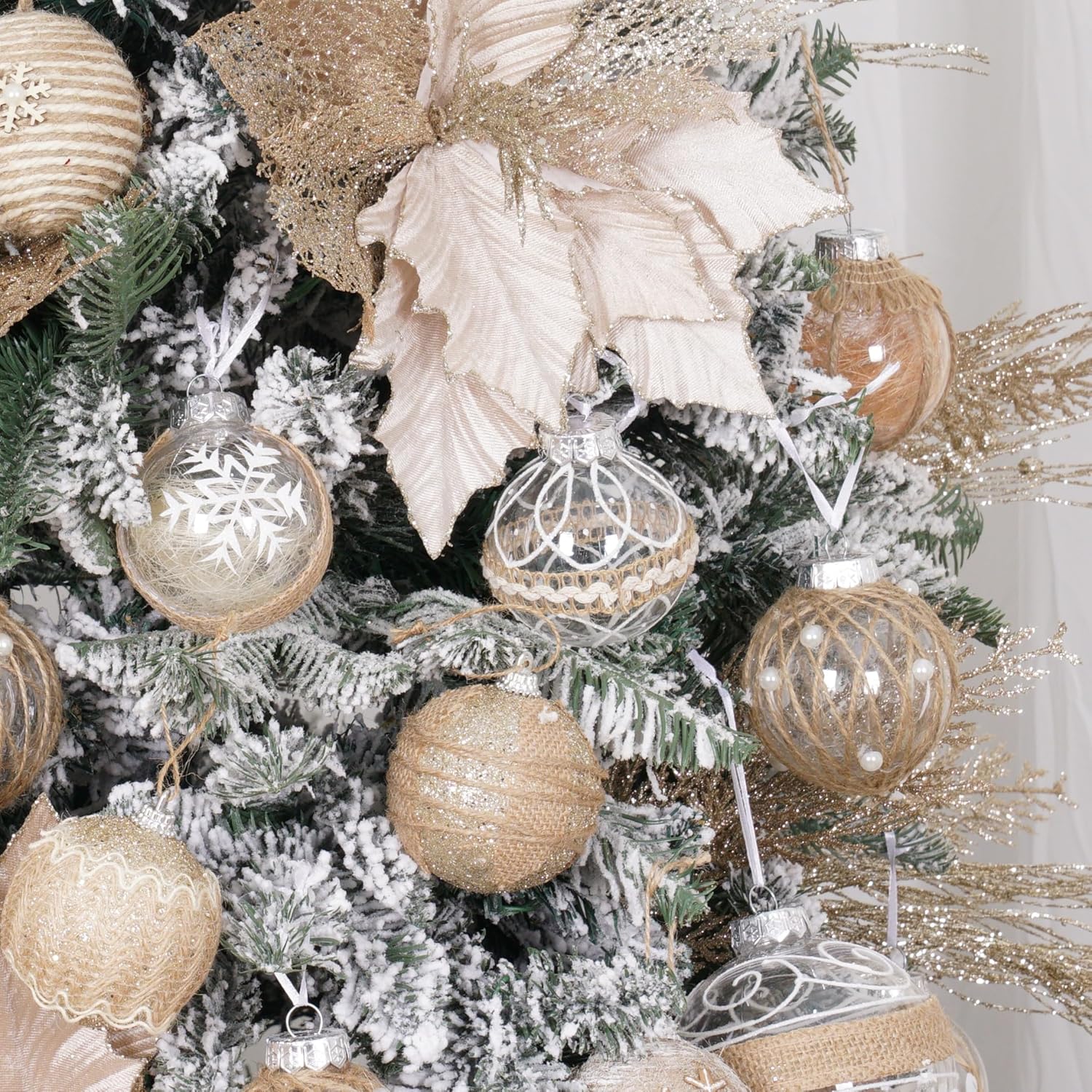 XmasExp – Juego de adornos de bola de Navidad, 2.76pulgadas, grandes, inastillables, transparentes, con brillantina, decoración de árbol de Navidad,