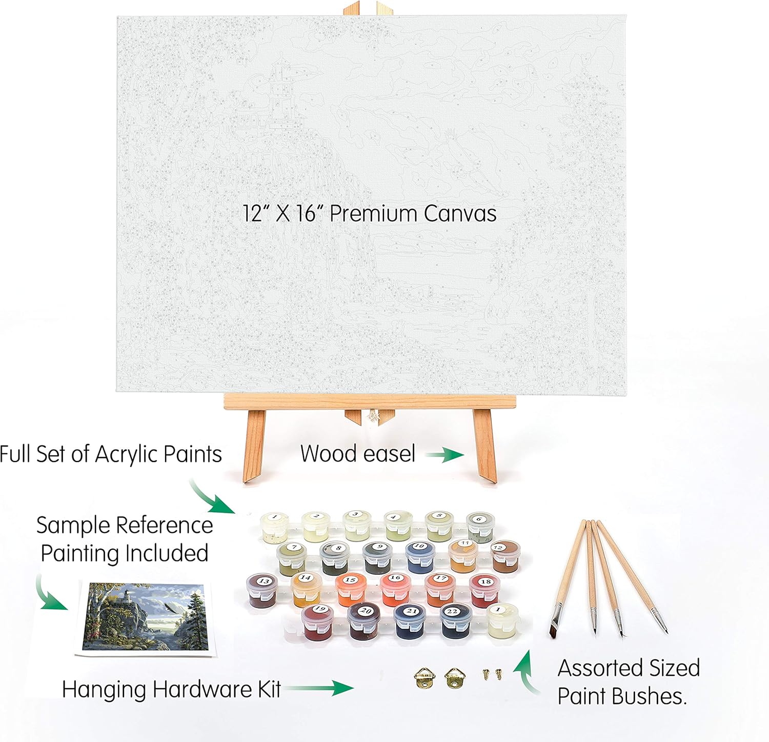 Ledgebay – Pintura por número para adultos  Kits de pintura por números, pintura sin arrugas por números para adultos principiantes, 12 x 16