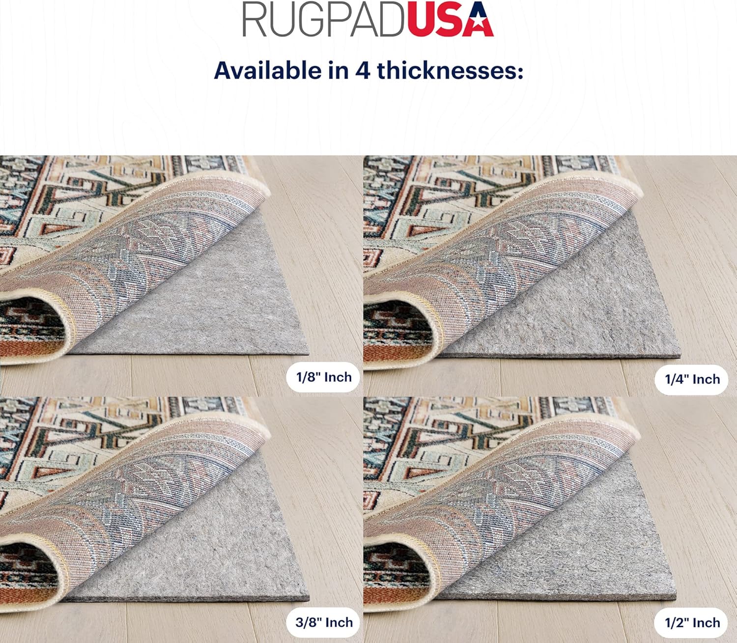 RUGPADUSA – Acolchado antideslizante mejorado de doble superficie de fieltro y goma, de 9 x 12pies x 38de pulgada de espesor, añade comodidad y