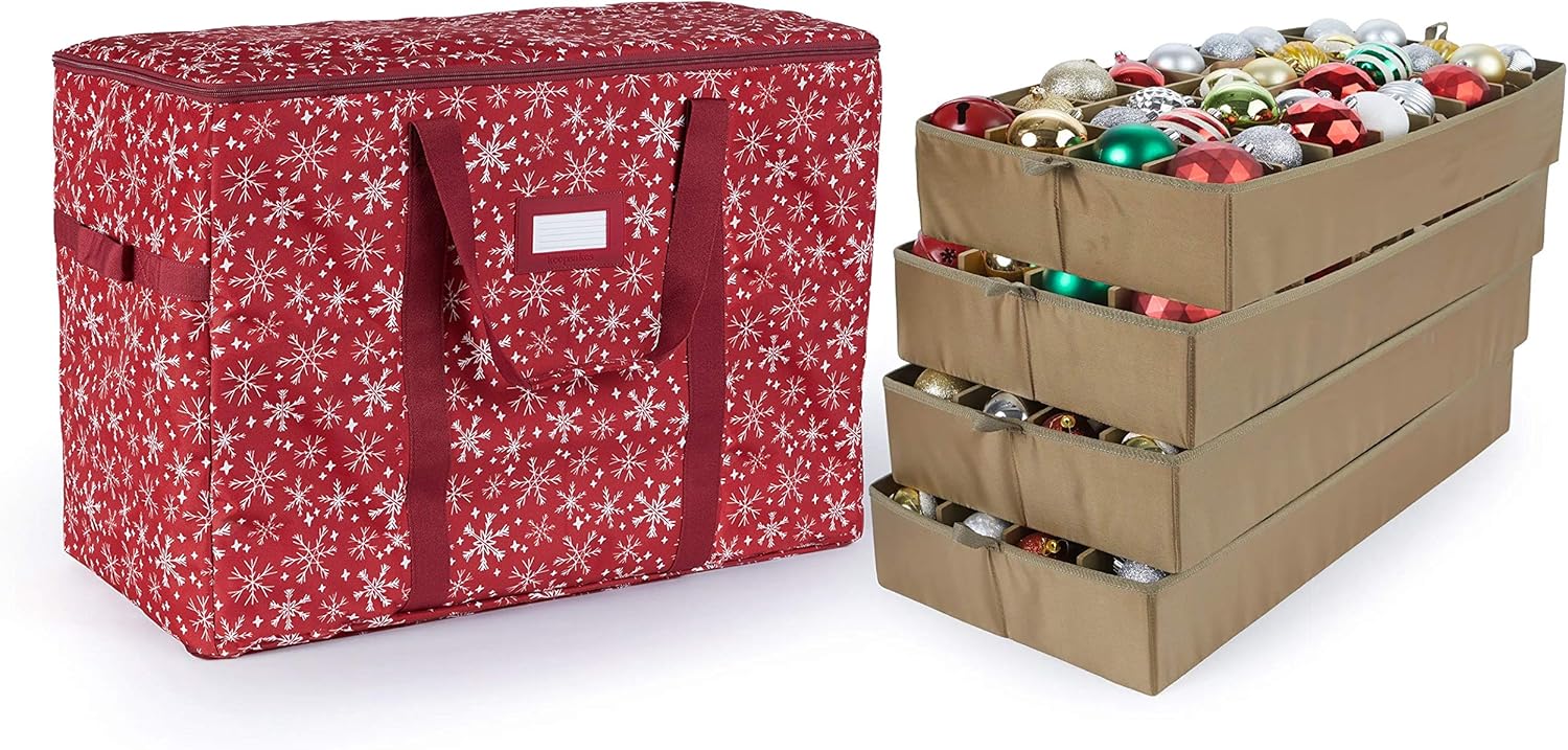 Covermates Keepsakes Bolsa de almacenamiento ajustable para adornos, con asas de transporte, protección acolchada, almacenamiento navideño, color