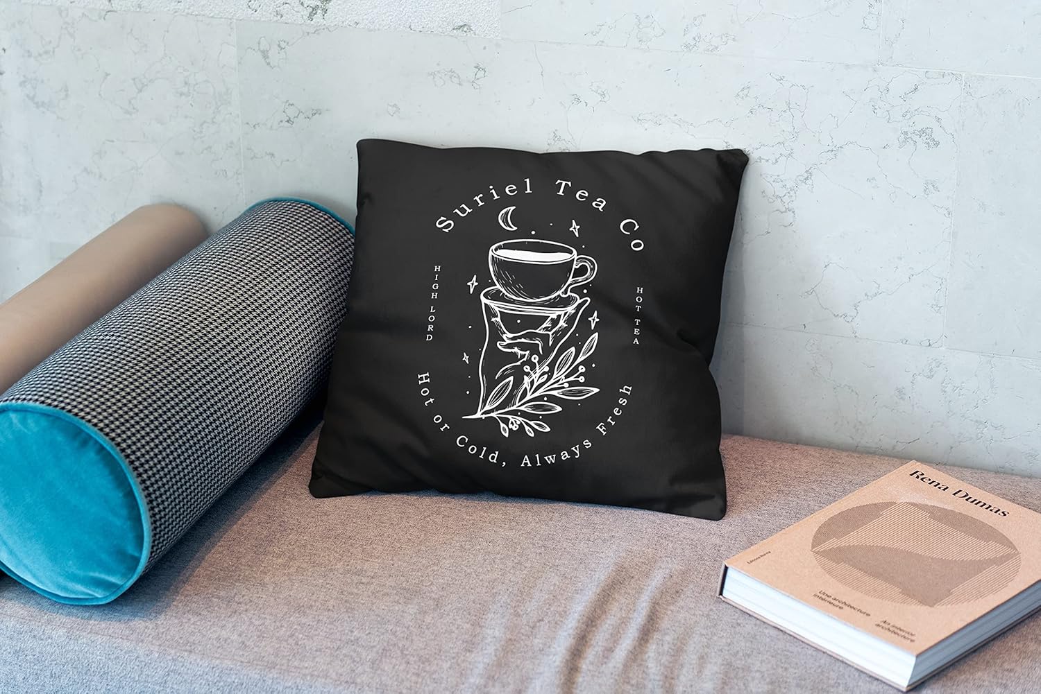 ACOTAR Gift Suriel Tea Co – Funda de almohada de 18 x 18 pulgadas, una corte de espinas y rosas, funda de cojín decorativa para biblioteca, hogar,