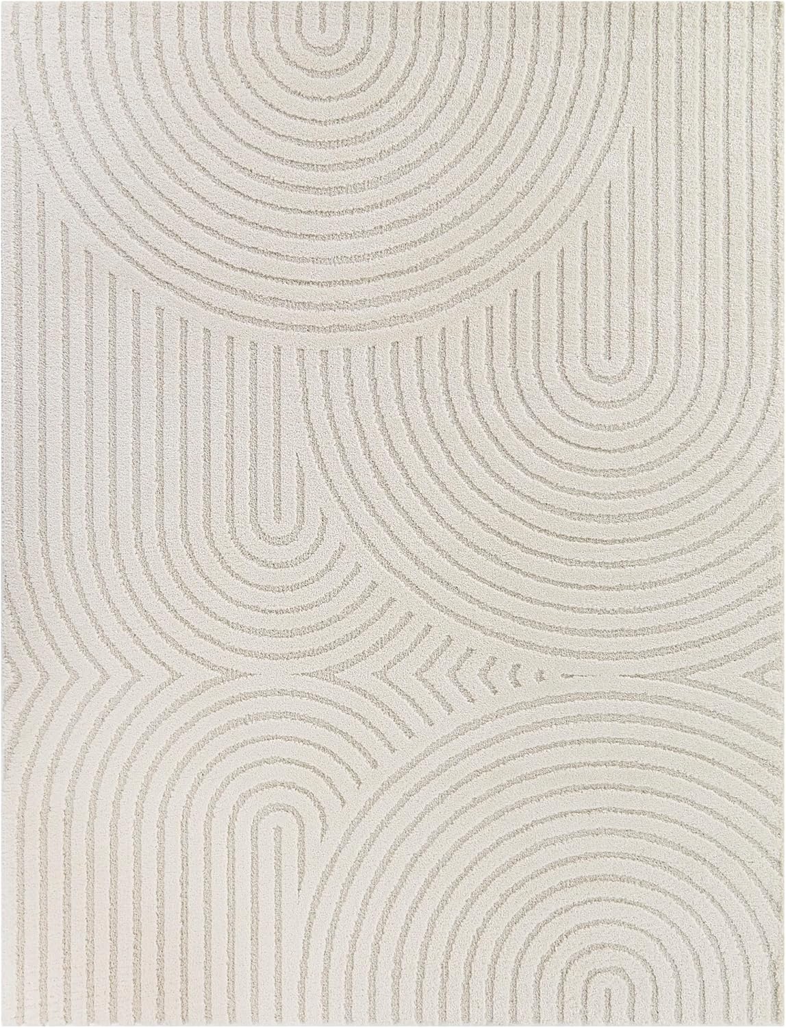 Balta Rugs Caserio – Alfombra geométrica moderna, color crema, 5 pies 3 pulgadas x 7 pies