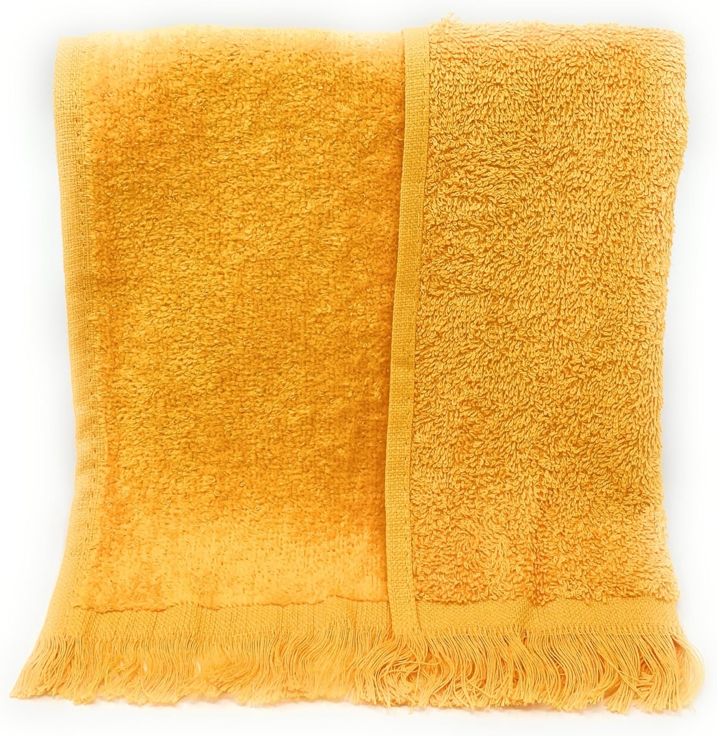 Paquete de 12 toallas de rizo reversibles con flecos con dobladillo (tamaño 11 pulgadas de ancho x 18 pulgadas de largo), algodón (dorado) a precio