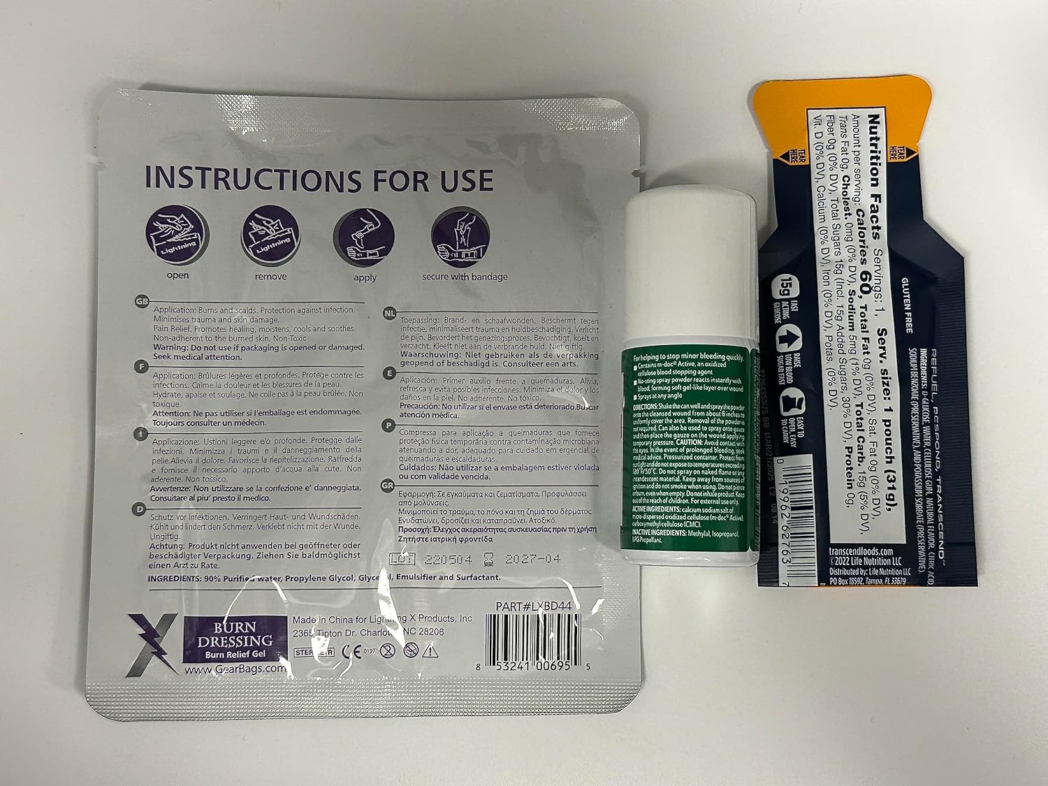 Lightning X MED POD paquete de recambio de tópicos y medicamentos para botiquín de primeros auxilios, incluye parada de sangre, apósito para