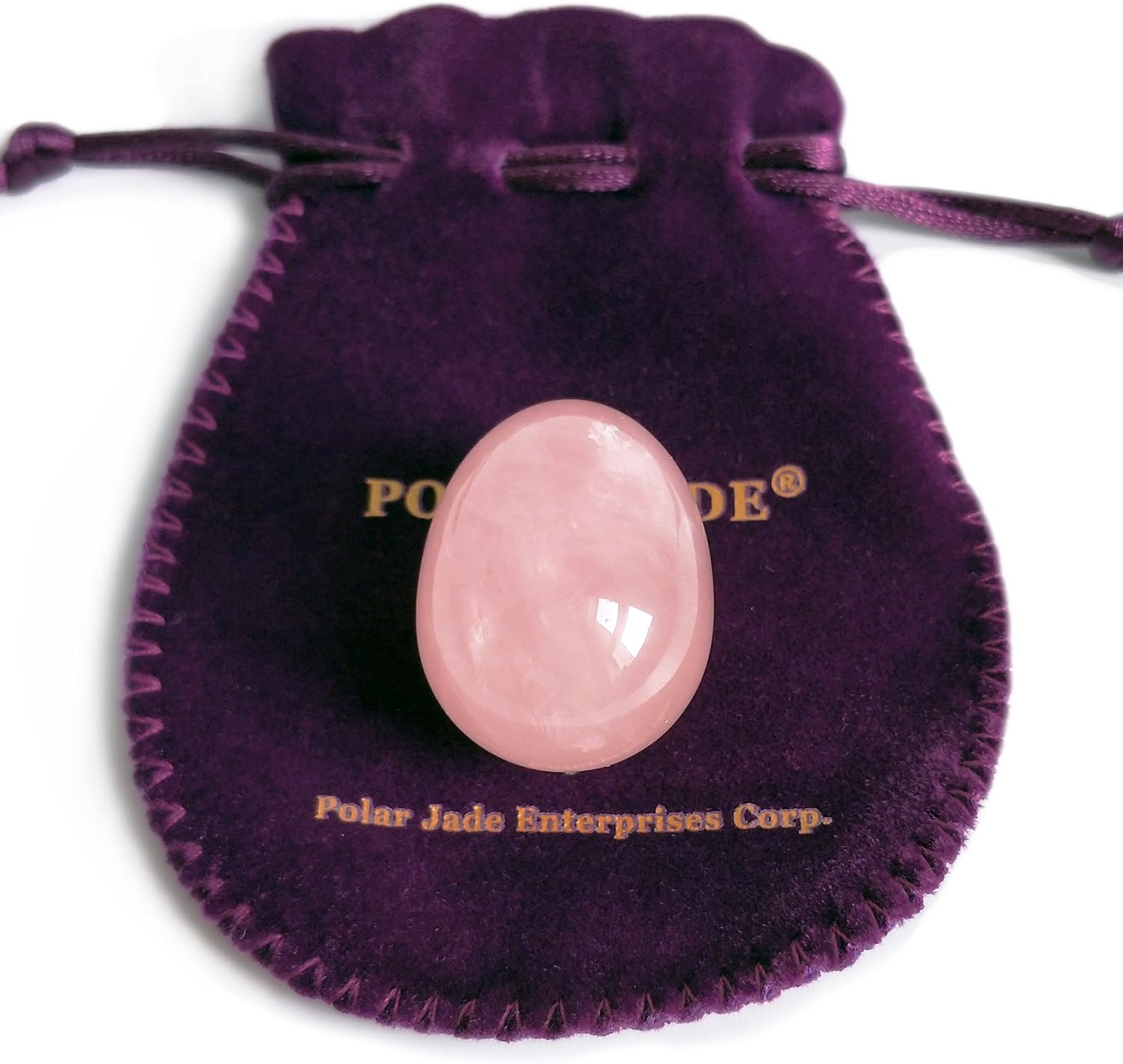 Polar Jade Huevo de cuarzo rosa, huevo de piedra Yoni de amor rosa sin perforar para fortalecer los mucones pélvicos, tamaño pequeño (1.378 x 0.984