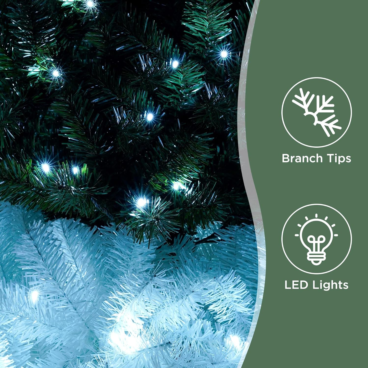 Árbol de Navidad preiluminado flexible de 6 pies con 300 luces LED, 1250 puntas de ramas exuberantes, plenitud y realismo mejorados, estilo de