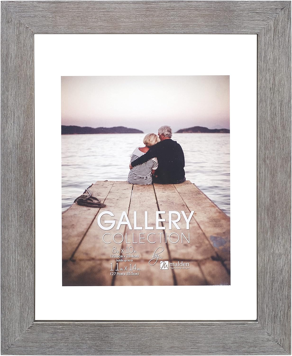Malden International Designs – Marco de fotos de vidrio flotante gris de 11 x 14 pulgadas para fotos de hasta 11 x 14 pulgadas, perfecto para un 8 x