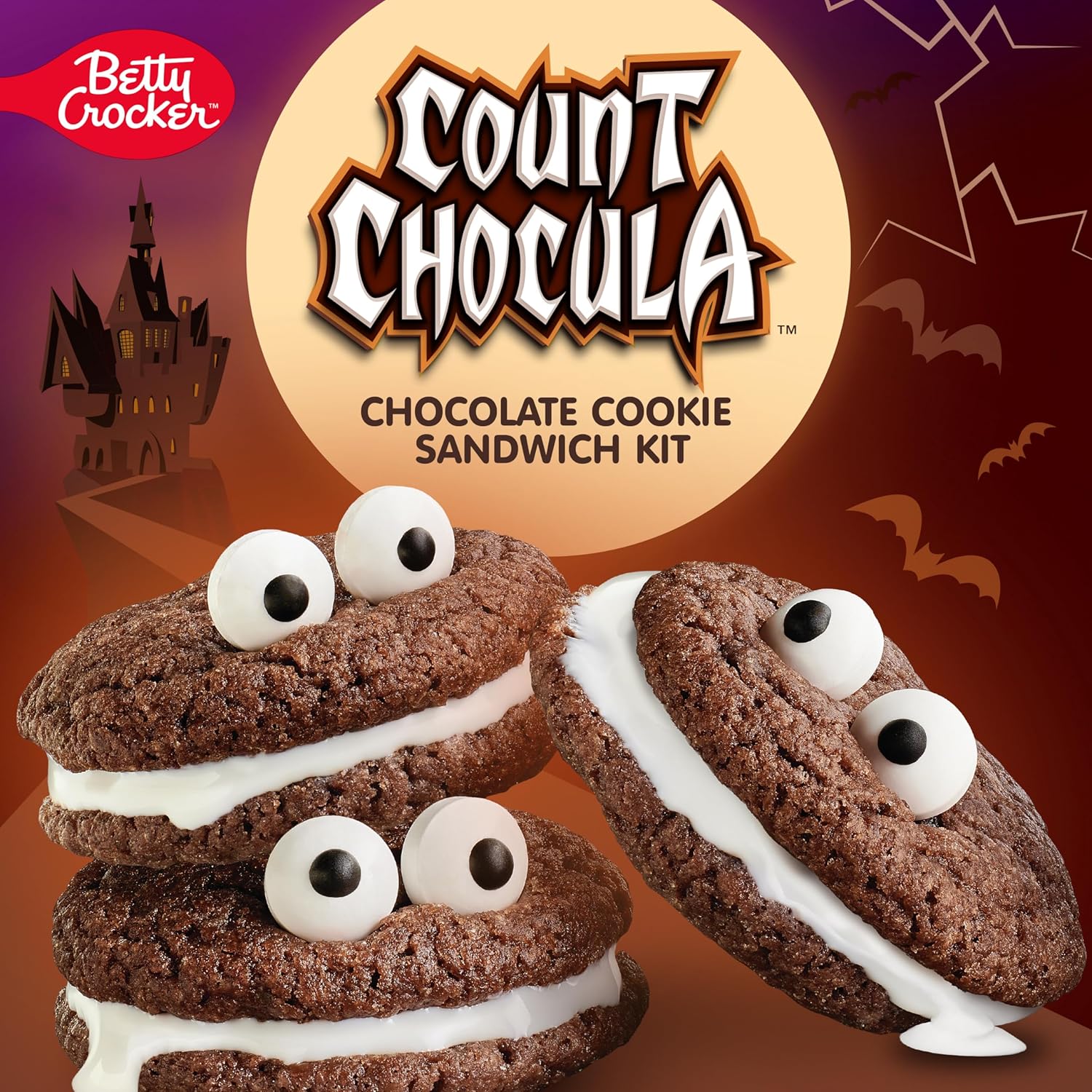 Betty Crocker Count Chocula – Kit de sándwich de galletas de chocolate, 11.1 onzas