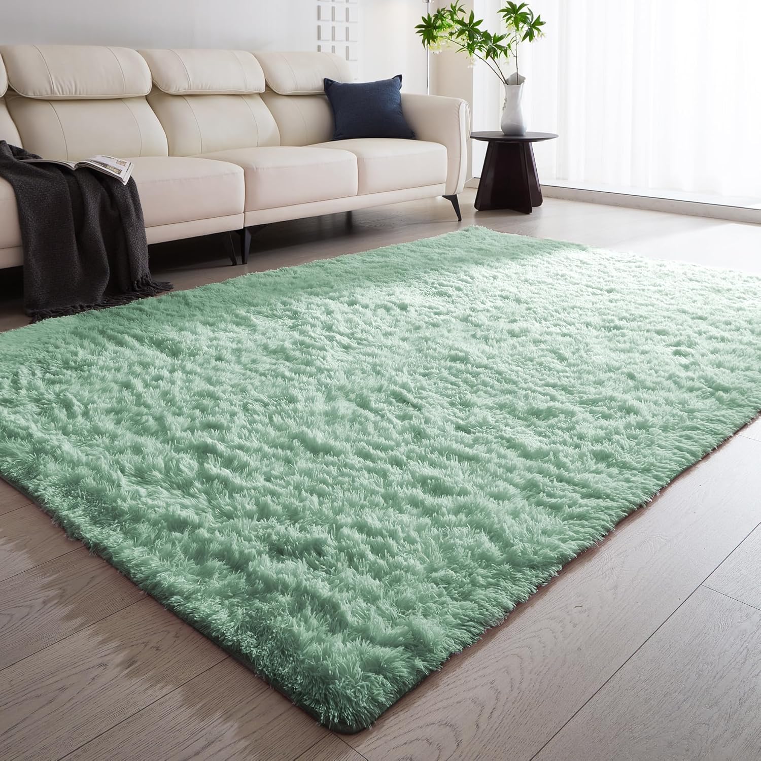 Grozoken Alfombra suave de área grande de 8 x 10 pies, alfombra lanuda 2023, alfombra de felpa gruesa y antideslizante para sala de estar,