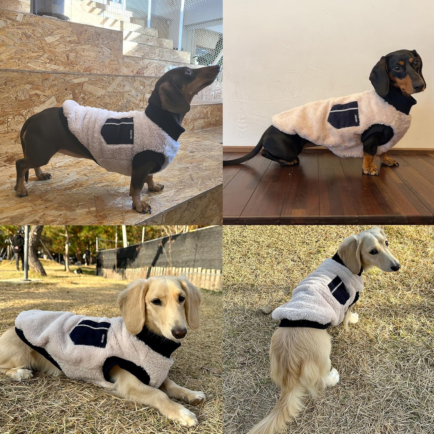 D DOGGY STAR Suéter de perro salchicha para perros, ropa de forro polar cálido, abrigo de invierno (XS, bolsillo azul marino)