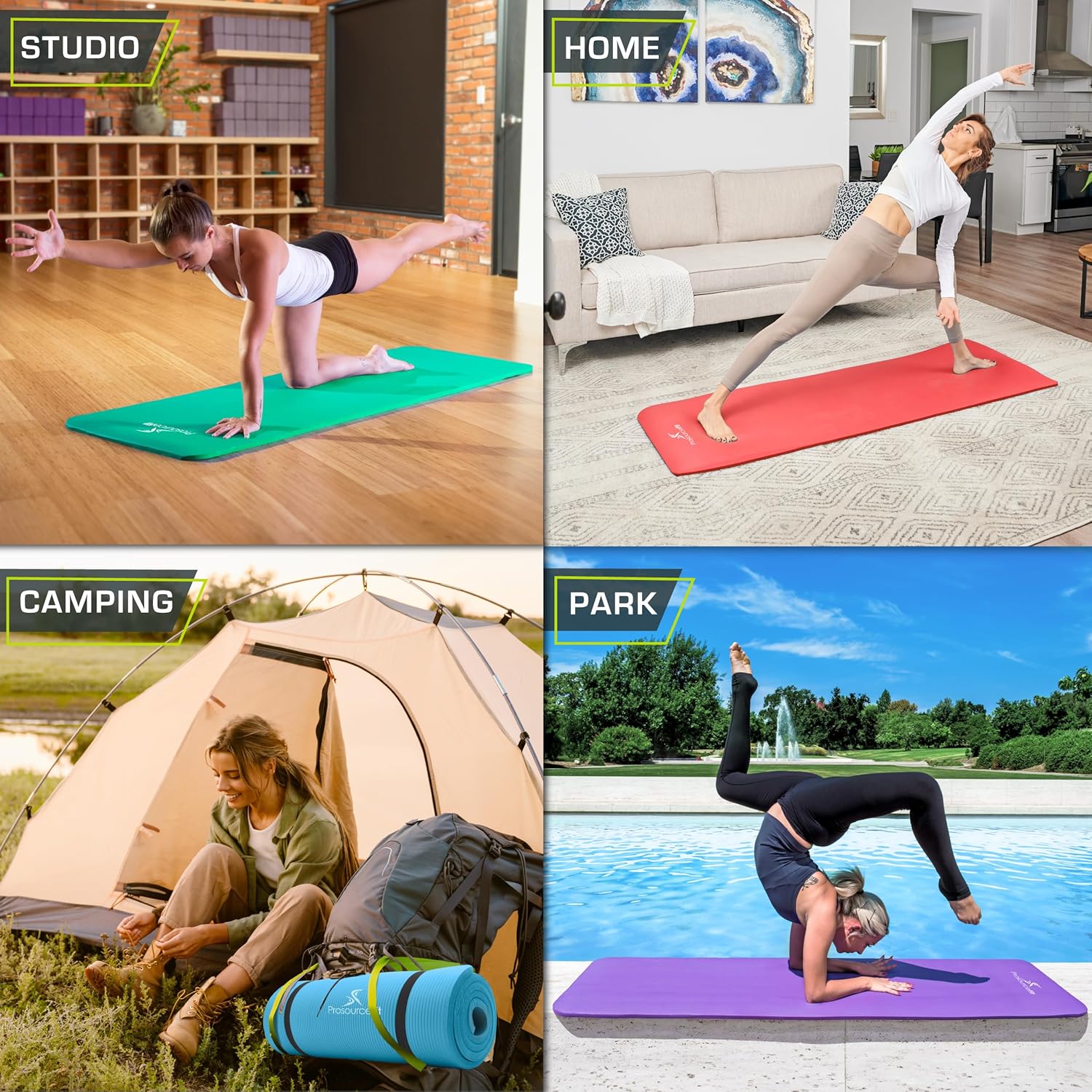 ProsourceFit Alfombrilla extra gruesa de yoga y pilates de  pulgada (0.512 in) o 1 pulgada (0.984 in), tapete de ejercicio de alta densidad de 71