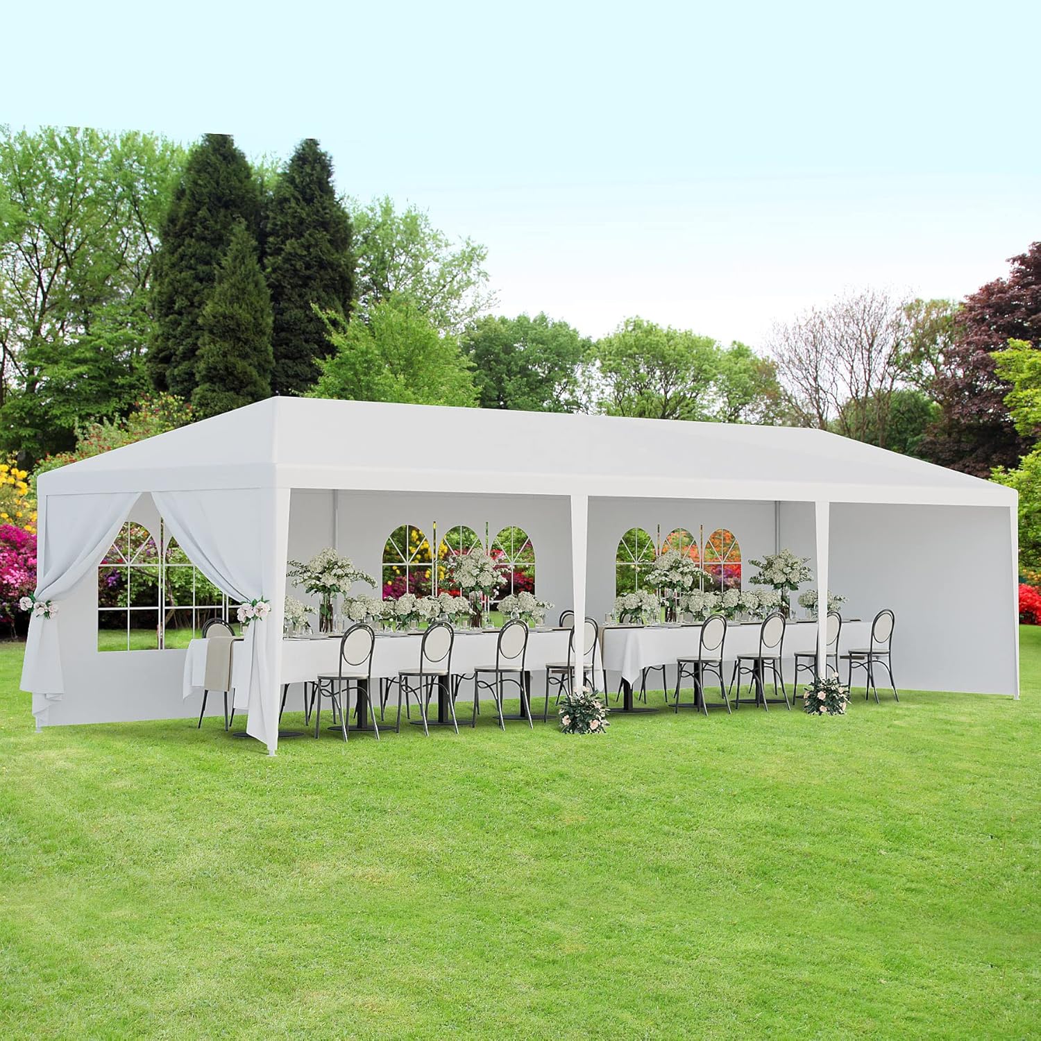 Tienda de campaña de 10 x 30 pies para exteriores, toldo de kiosco, fácil de instalar, para fiestas de barbacoa, eventos, con paredes laterales