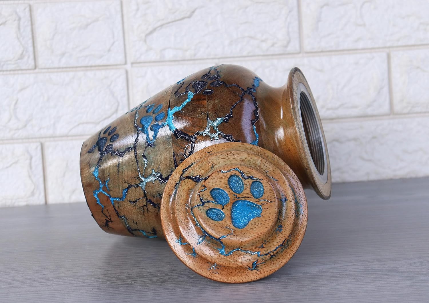 Lightning Strike Urnas de madera para mascotas para cenizas de perros, urnas de cremación de madera para mascotas con tapa roscada  Urna tallada