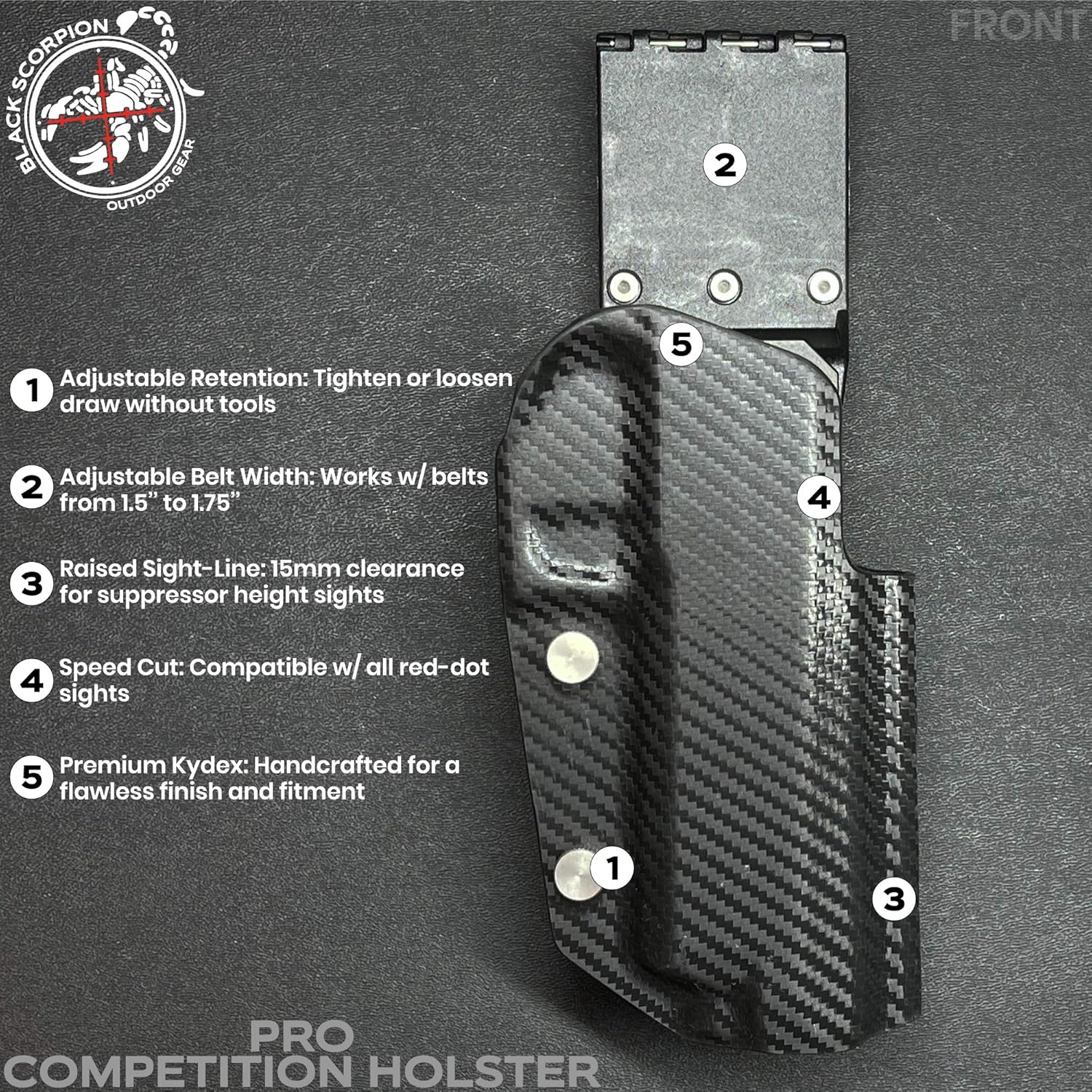 Black Scorpion Gear Pro Competition Holster se adapta a Beretta 92X Performance