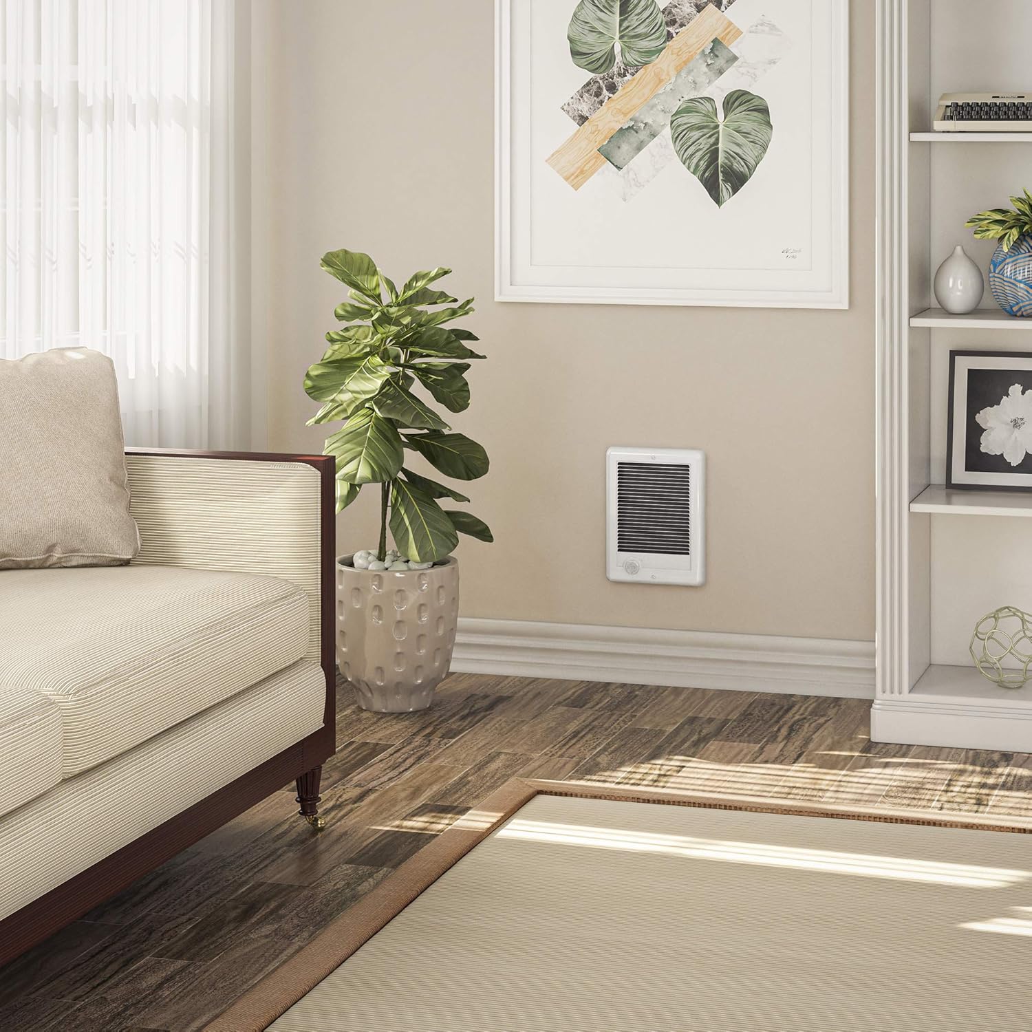 Cadet Com-Pak Calentador de pared eléctrico unidad completa sin termostato (Modelo CSC151W, Parte 67553), 5120 BTU, 120 voltios, 1500 vatios, blanco