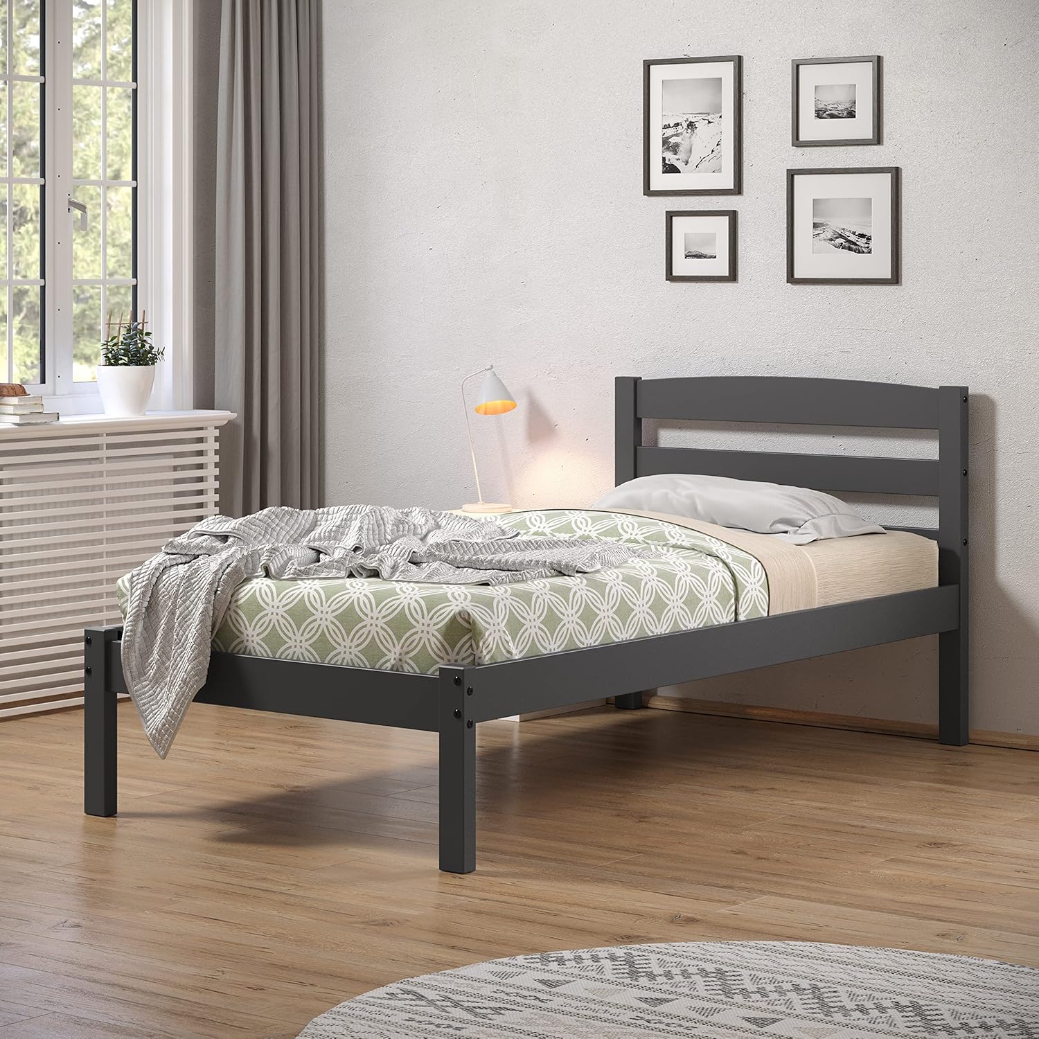 DONCO KIDS Cama Econo Twin Plataforma Gris Oscuro