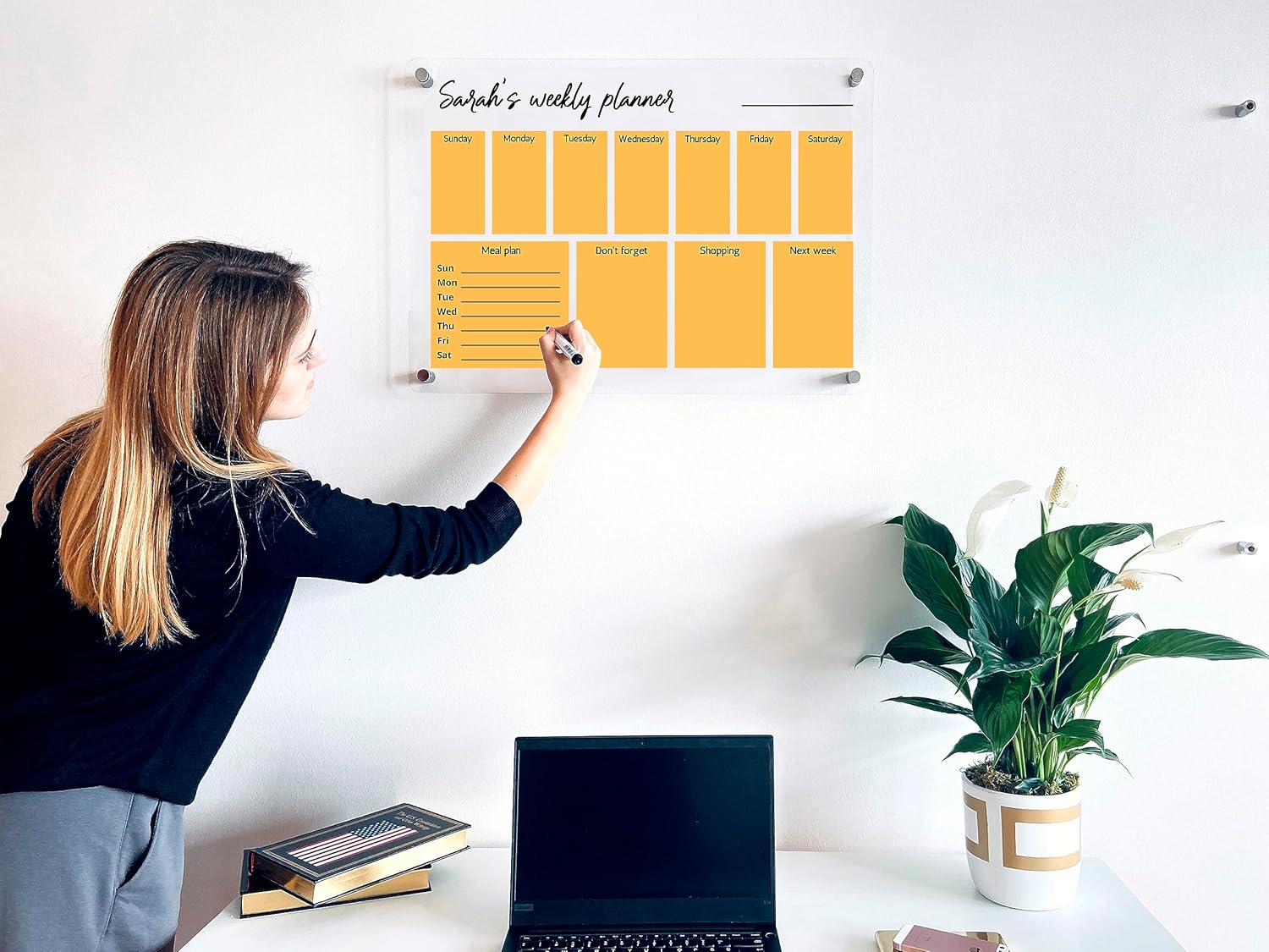 Acrylic Family Planner Wall Calendar – Personalized Calendar 2024, Personalized Dry Erase Board, Dry Erase Calendar, Monthly Weekly Calendar,