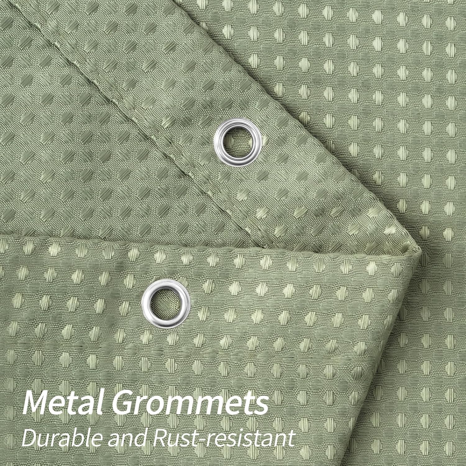 MitoVilla Cortina de ducha de tela de gofre verde salvia, cortinas de ducha de tela pesada para decoración moderna de baño de hotel, impermeable y
