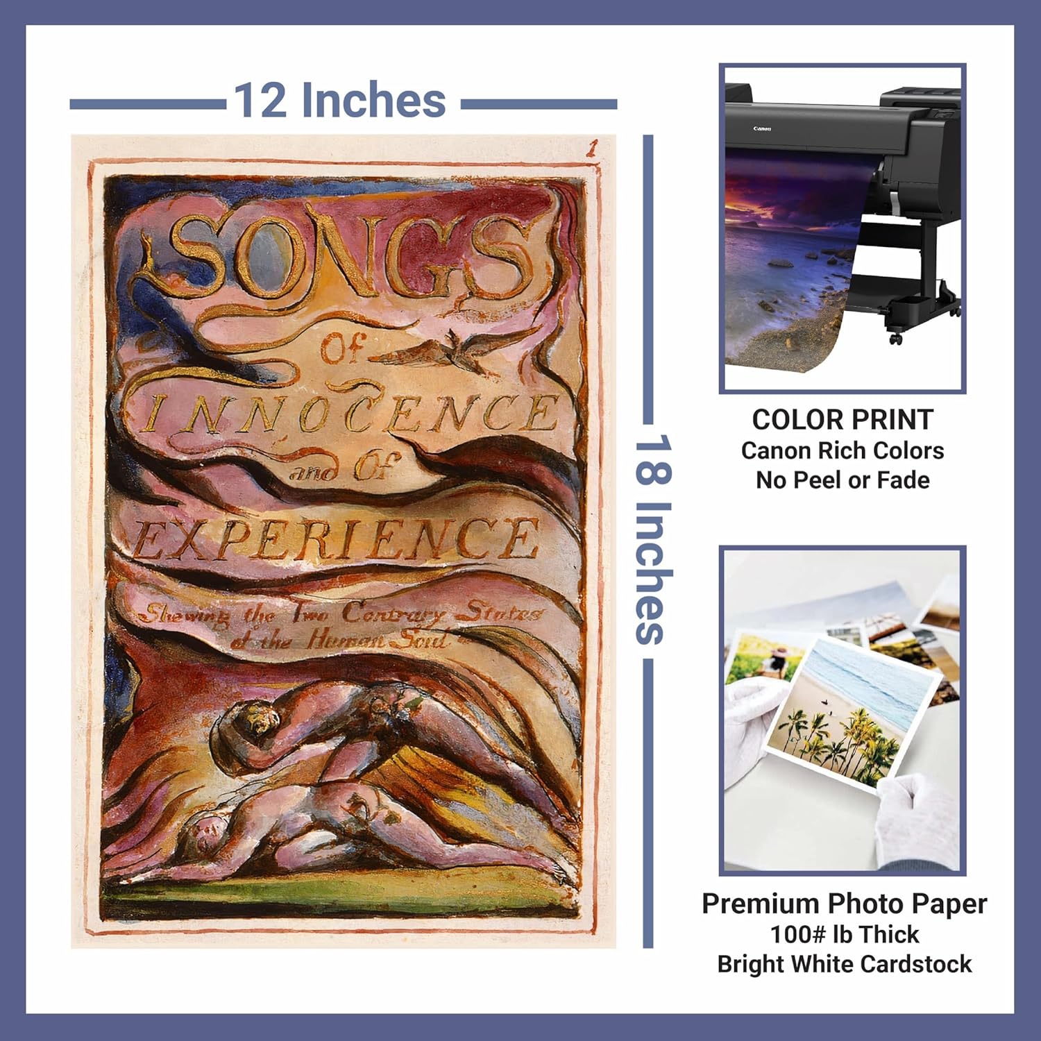 Póster de arte de pared con canciones de inocencia y experiencia de William Blake, impresión sin marco, pósters, imágenes e impresiones para el