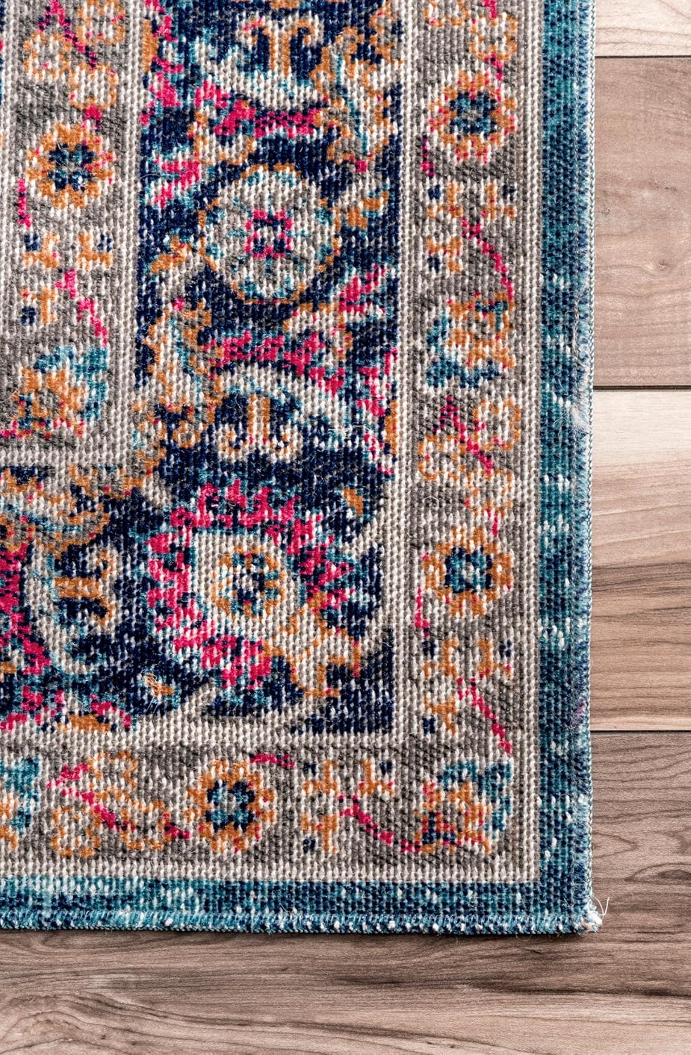 nuLOOM Alfombra vintage persa floral Isela, 4 x 6, azul