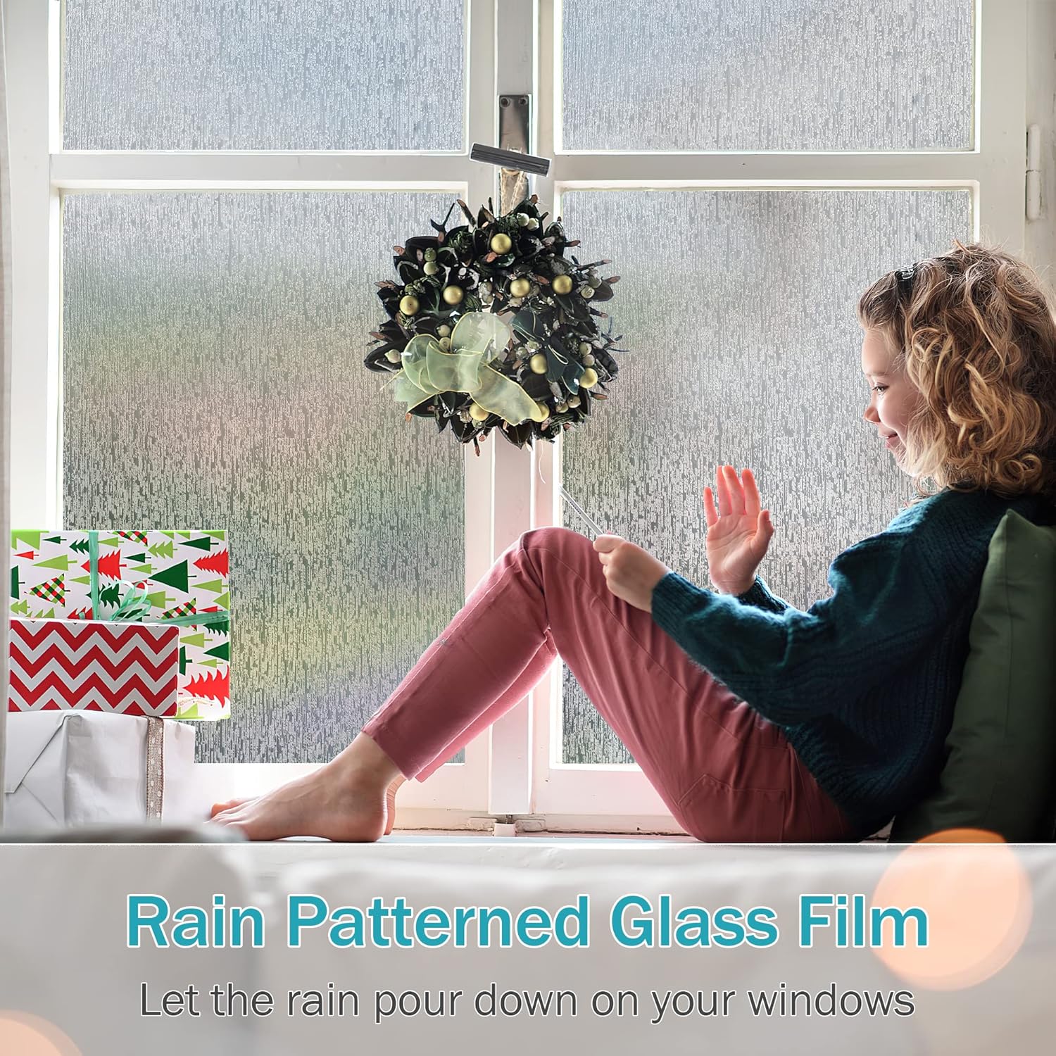 VELIMAX Película de vidrio de lluvia para ventana, privacidad estática para ventana, adhesivo decorativo para el hogar, oficina, protección UV