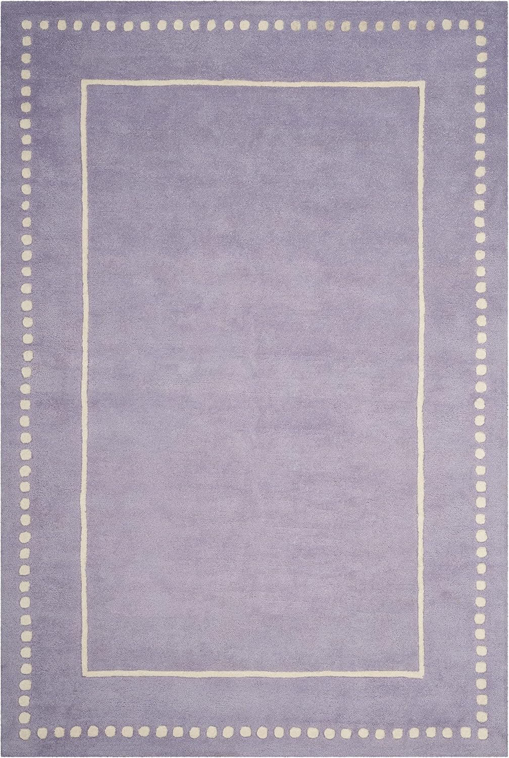 SAFAVIEH Bella Collection – Alfombra de área de 6 x 9 pies, lavanda y marfil, borde de lana punteada hecha a mano, ideal para zonas de alto tráfico