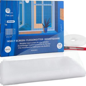 Mosquitera Mosquitera blanca de 5 pies x 4 pies para ventana, cinta de pantalla – Pantalla para ventanas – Ventana de pantalla de insectos – Mosquitera Mosquitera blanca de 5 pies x 4 pies para ventana, cinta de pantalla – Pantalla para ventanas – Ventana de pantalla de insectos –