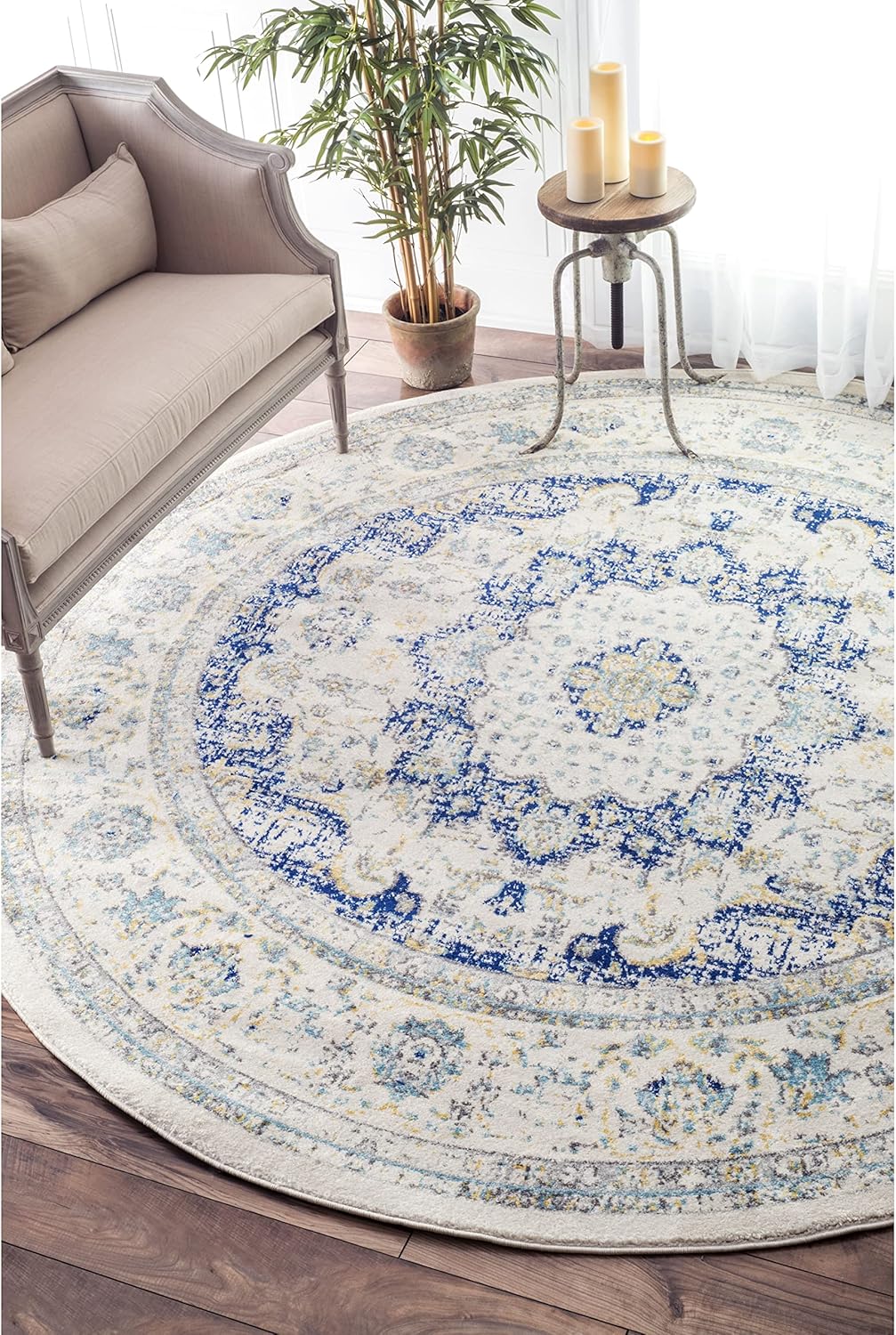 nuLOOM Verona – Alfombra persa redonda envejecida, de 5 pies, color azul