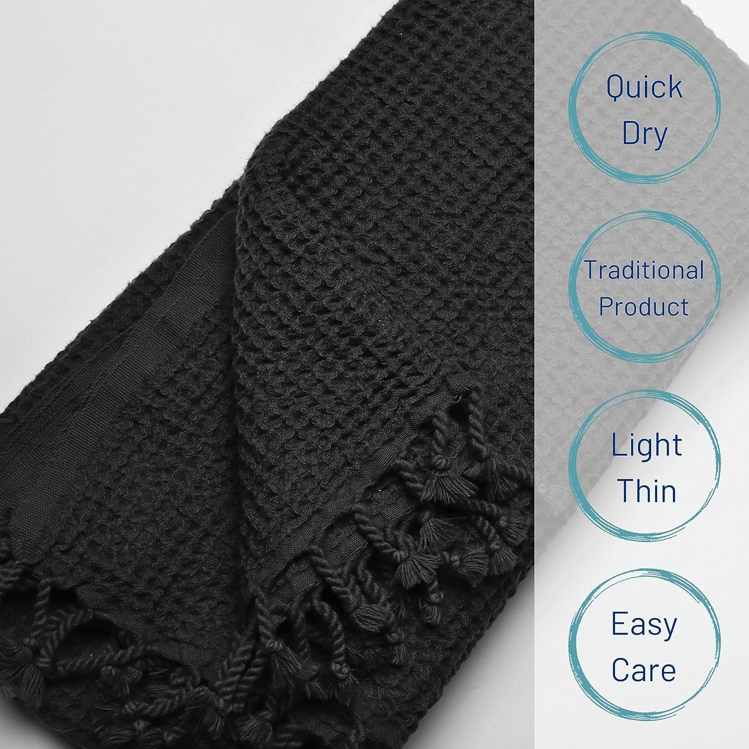 PÜSKÜL – Toallas de baño y playa finas de calidad suave, 67 x 33 pulgadas, paquete de 2 unidades (negro)