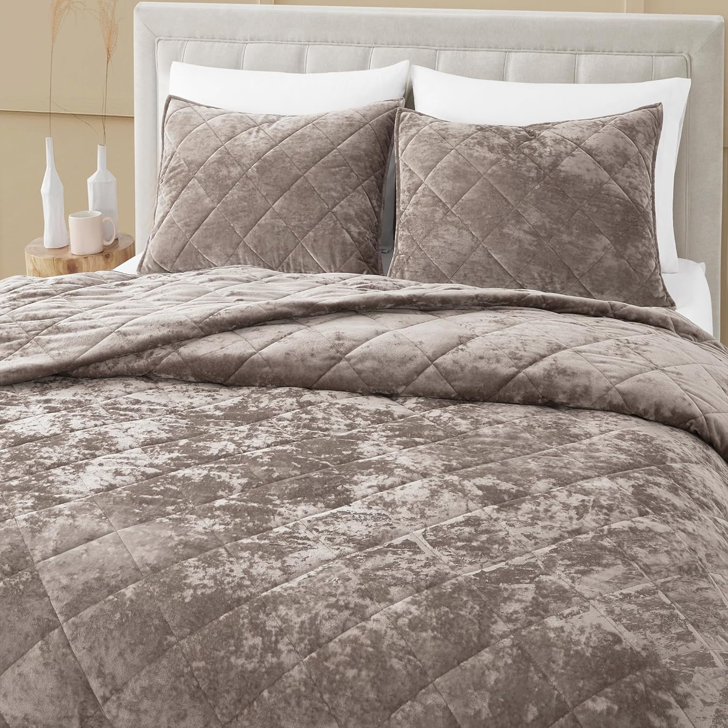 SHALALA – Edredón ligero de verano, juego de ropa de cama tamaño Queen, edredón de terciopelo, colchas y colchas de lujo con patrón de diamante con