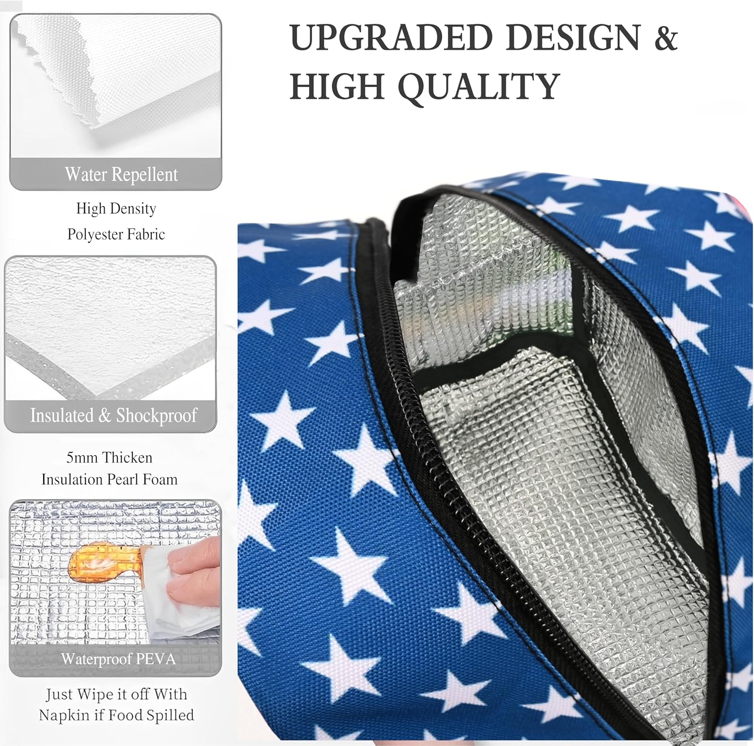 Zhung Ree Lonchera de béisbol para niños y niñas, con la bandera estadounidense, portátil, impermeable, reutilizable y térmica, hielera para el