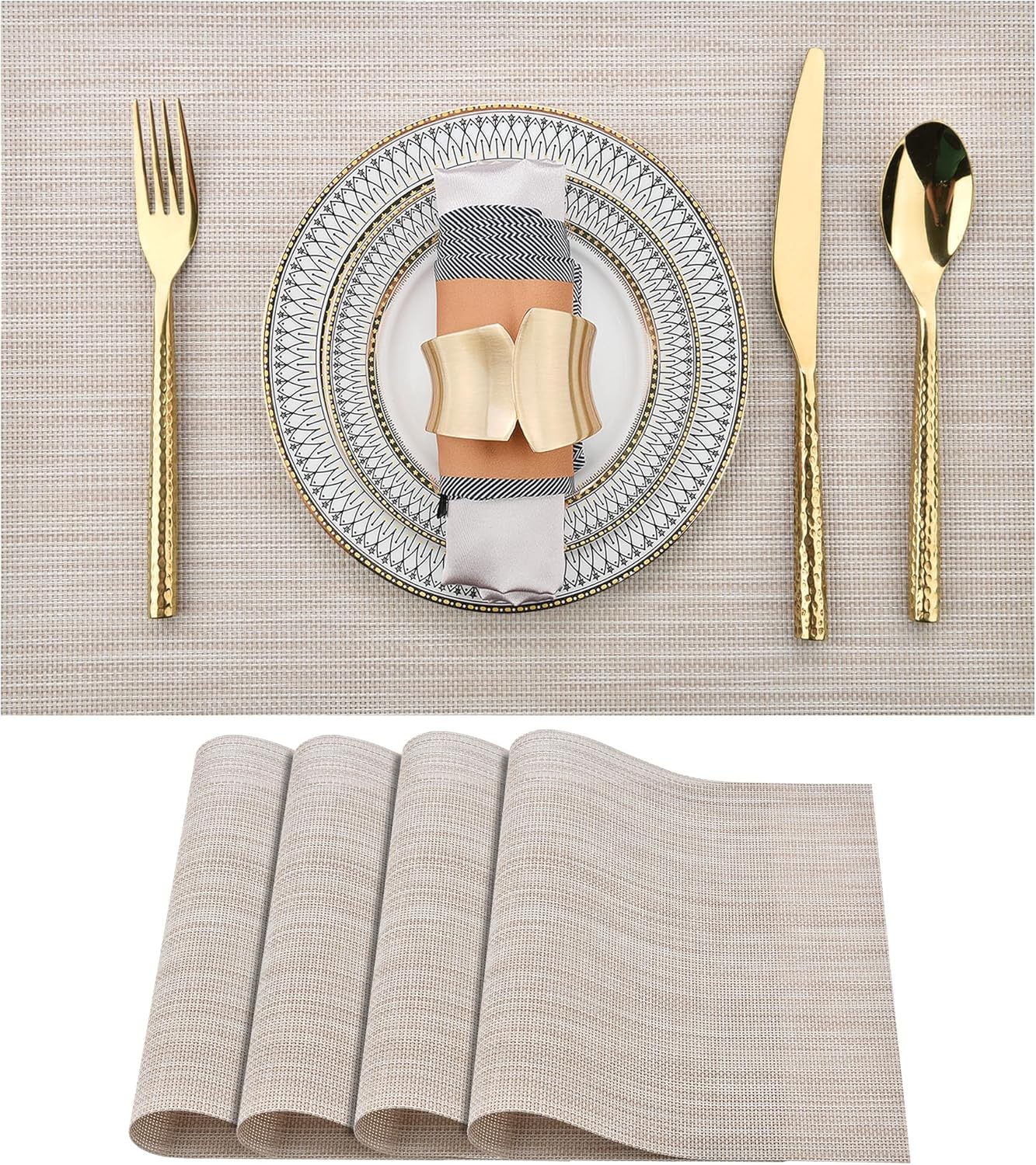 Juego de 4 manteles individuales fáciles de limpiar, modernos, duraderos, lavables, resistentes al calor, para la mesa de la cocina, manteles