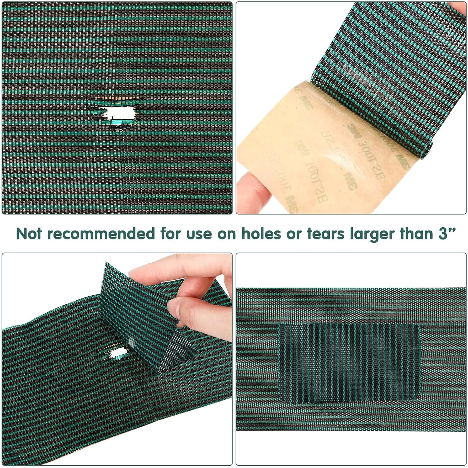 Kit de parches para cubierta de seguridad para piscina, kit de reparación de cubierta de seguridad para piscina, parche autoadhesivo de malla verde
