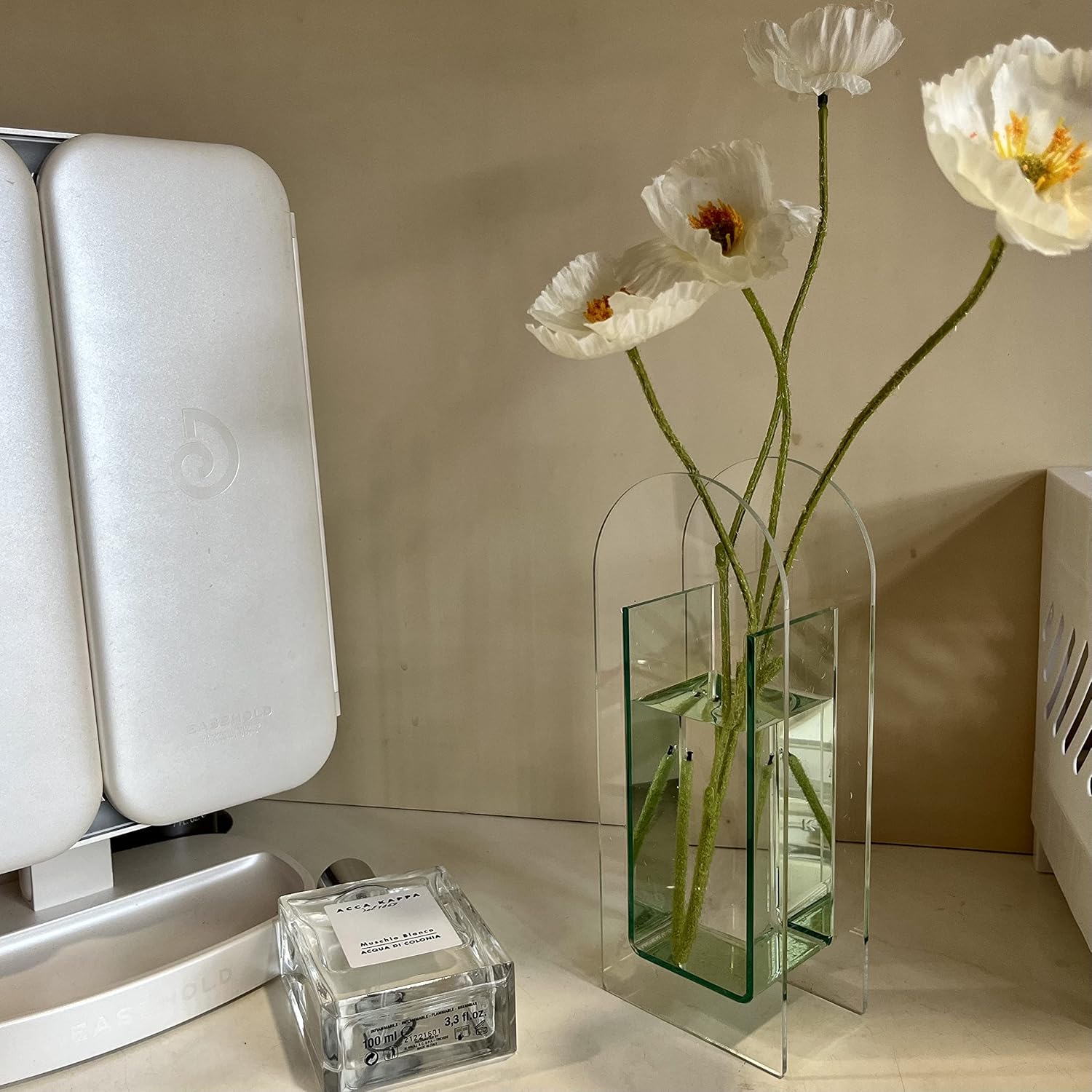 Florero de acrílico, soporte para brochas de maquillaje, elegante y moderno florero floral contemporáneo para decoración del hogar, centros de mesa,