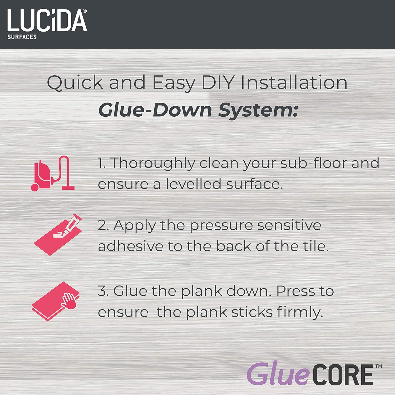 Lucida Surfaces Azulejos de vinilo de lujo  Suelo adhesivo adhesivo para instalación de bricolaje  18 tablones de aspecto de piedra  GlueCore+  36