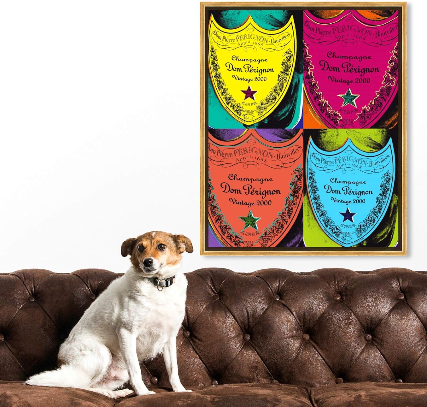 The Oliver Gal Artist Co. Moderno 20.0 x 24.0 pulgadas, Pop Art Champagne, lienzo decorativo para pared, sala de estar Warholesque Dom P, rosa
