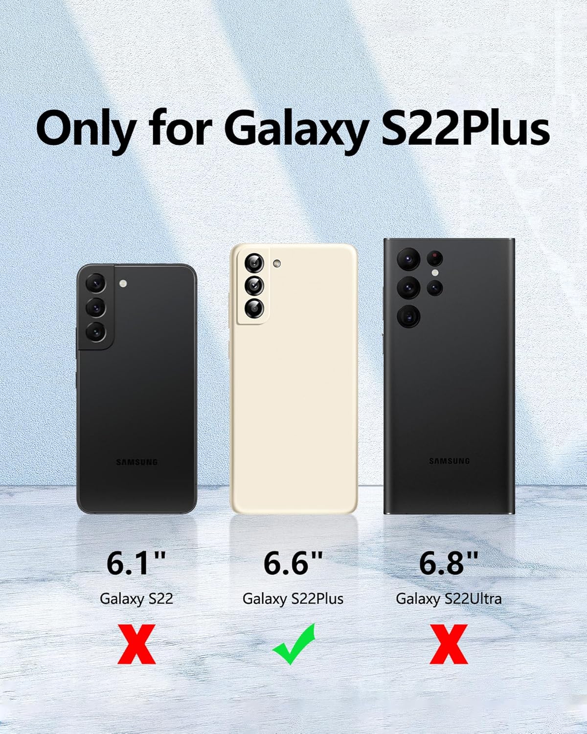 Dssairo Funda 3 en 1 para Samsung Galaxy S22 Plus, con protección completa de la cámara, silicona líquida delgada a prueba de golpes funda