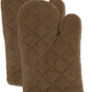 DII Basic Terry Collection – Guante de horno acolchado 100% algodón, color marrón, 2 piezas DII Basic Terry Collection – Guante de horno acolchado 100% algodón, color marrón, 2 piezas