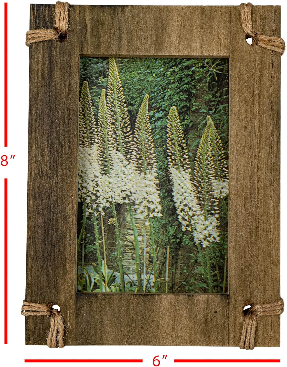 Foreside Home and Garden Home & Garden Esquinas de yute 4×6 Marco de fotos de madera natural, MDF, yute y vidrio