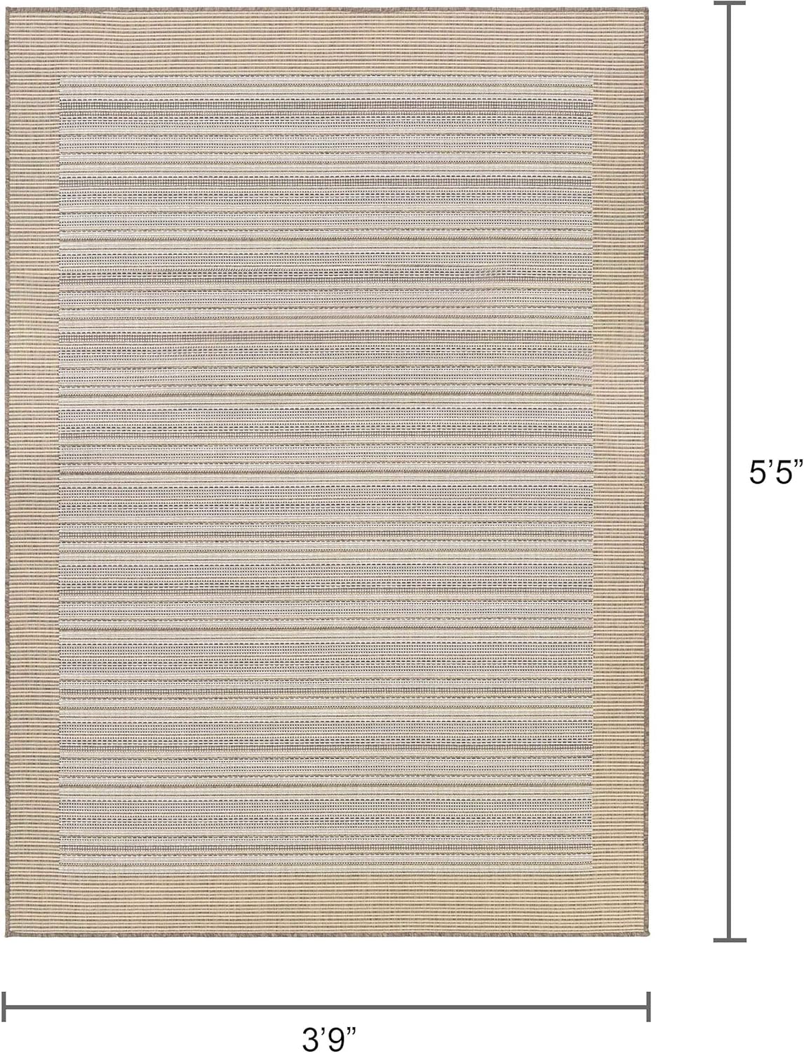 Couristan Mónaco – Alfombra rectangular de 3 pies 9 pulgadas x 5 pies 5 pulgadas, color cacao natural y marfil, lavable con manguera, apta para