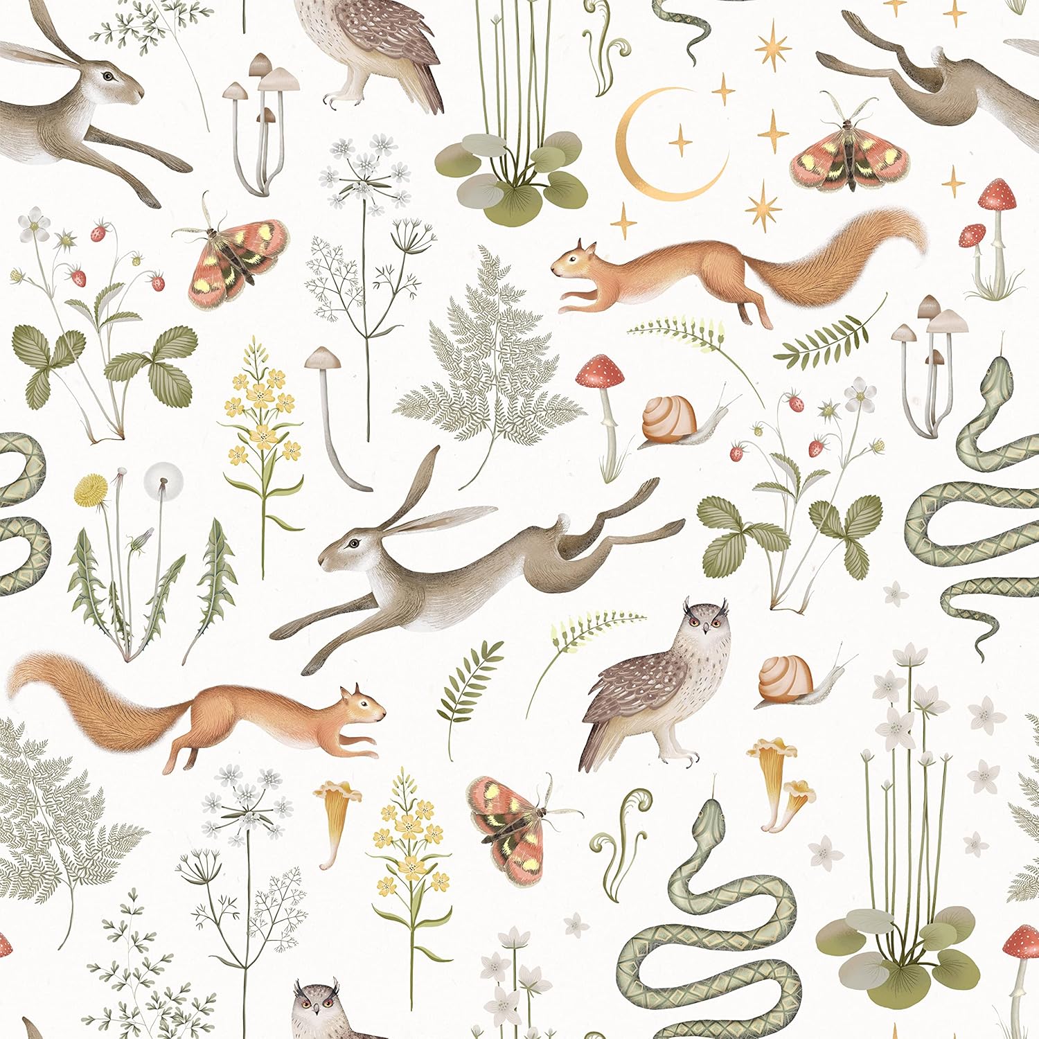 Papel tapiz autoadhesivo con diseño de animales coloridos, ardilla, búho, serpiente, conejo, extraíble, impermeable, papel de contacto decorativo,