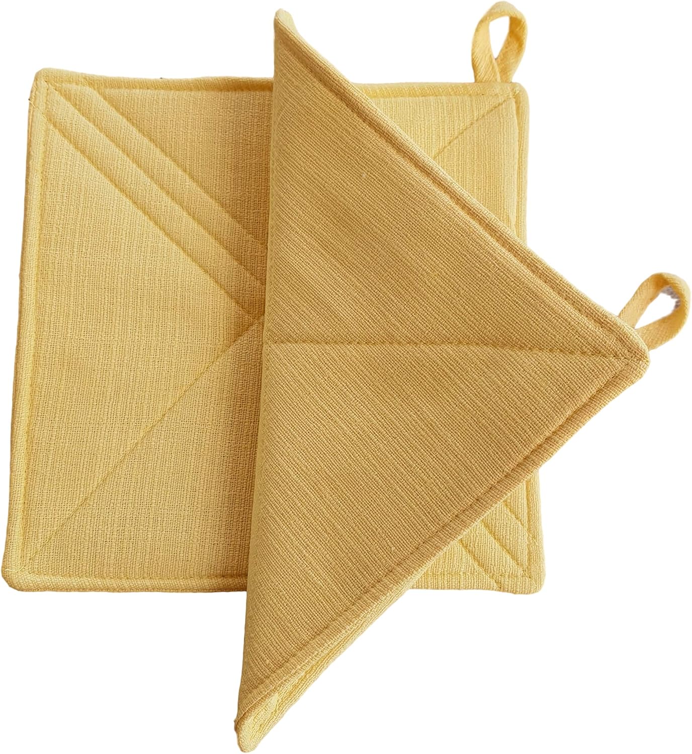 CUSHYSTORE Soporte para ollas de 7.5 pulgadas, almohadillas térmicas para horno estilo cabaña, para cocina, color amarillo liso, 2 paquetes