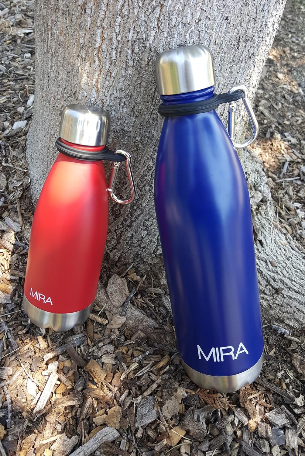 MIRA Durable Silicone Carrier with Carabiner Clip  Fits Any 12oz, 17oz and 25oz Cola Shaped Water Bottles for Outdoor Activities or Daily Use